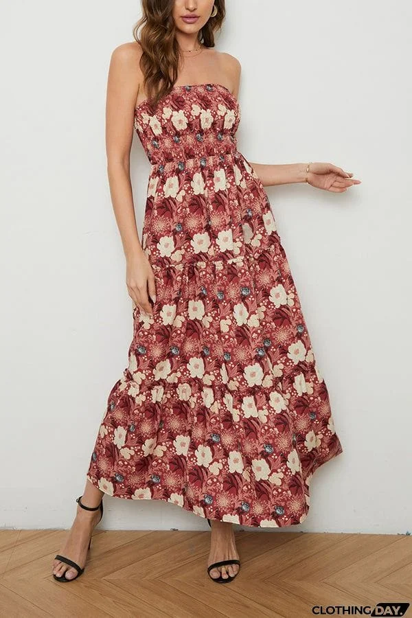 Floral chiffon wrap bust dress