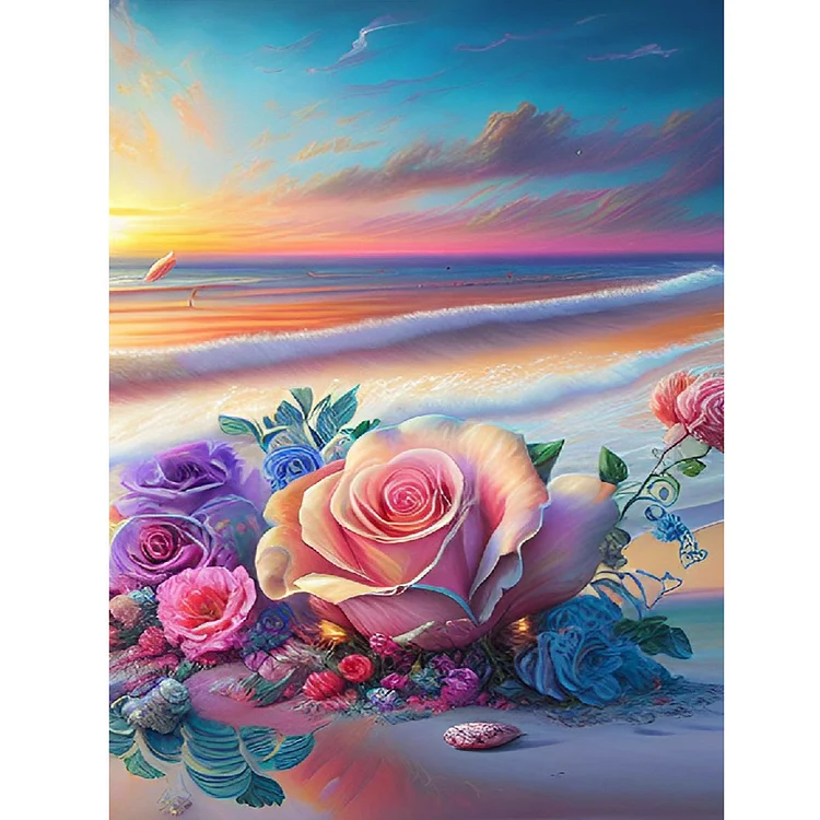 Full Round Diamond Painting - Beautiful Beach Rose 30*40CM