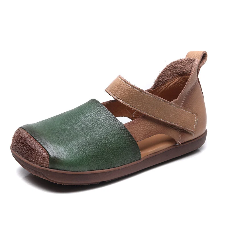 Yyvonne Layer Cowhite Shoes Soft Sole National Wind Flat-Soled Sports Sandals Summer Women's Roman Beach Shoes