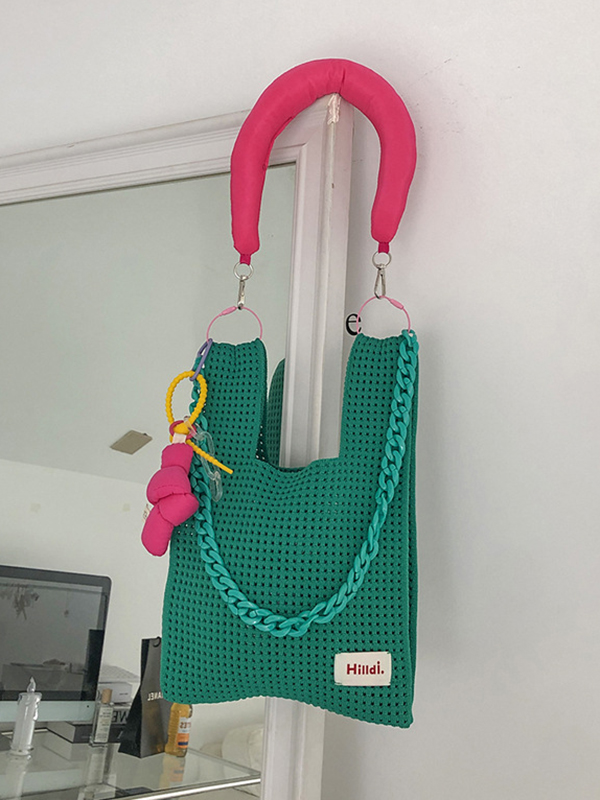 Chains Hollow Woven Shoulder Bags Handbags GREEN-One_size