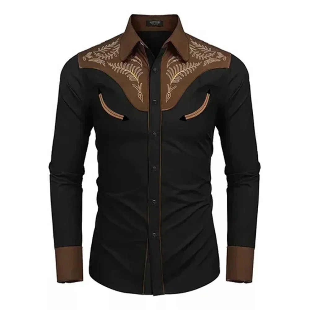 Vintage Men's Shirts And Blouses Long Sleeve Western Tribal Ethnic Printed Retro Single Breasted Outwear Tops Shirt Clothing