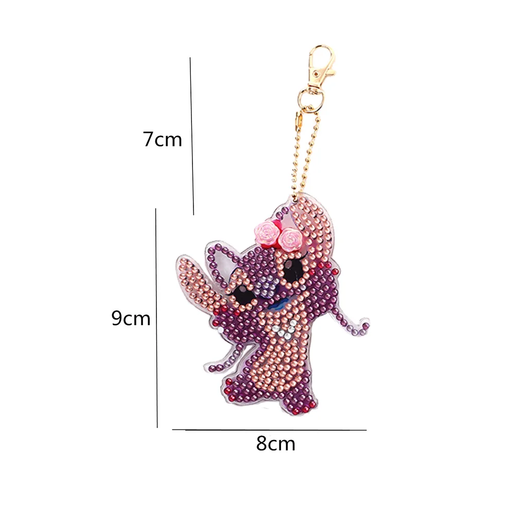 4pcs Mosaic Stitch Diamond Painting Keychain 5D DIY Rhinestone Keyring Kit(Double Sided)