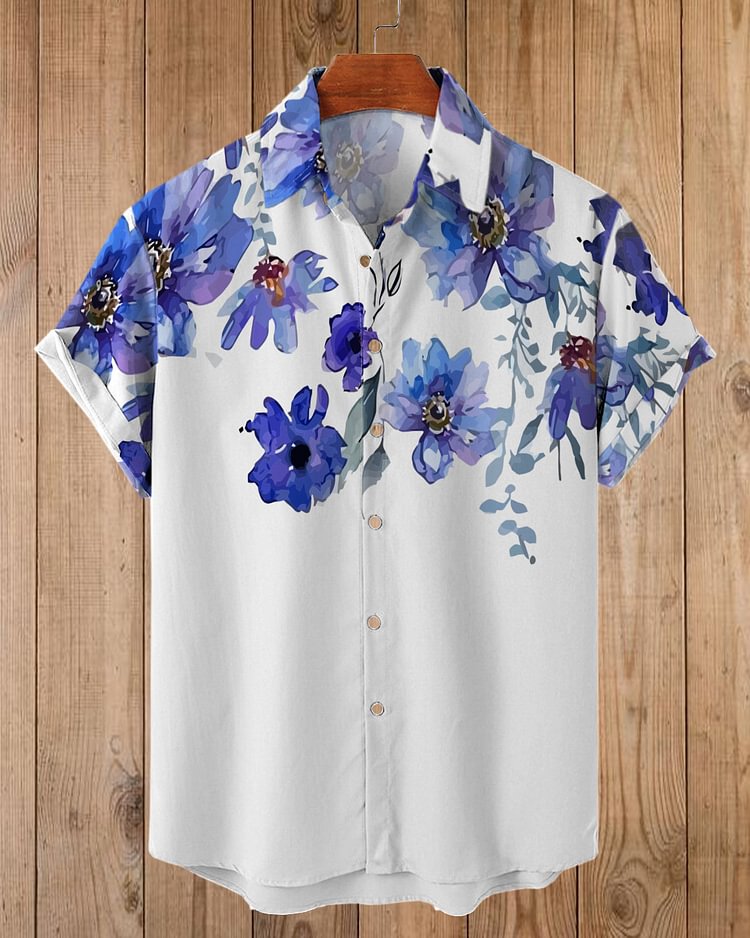 Abstract Print Pattern Casual Short-sleeved Shirt 69ec