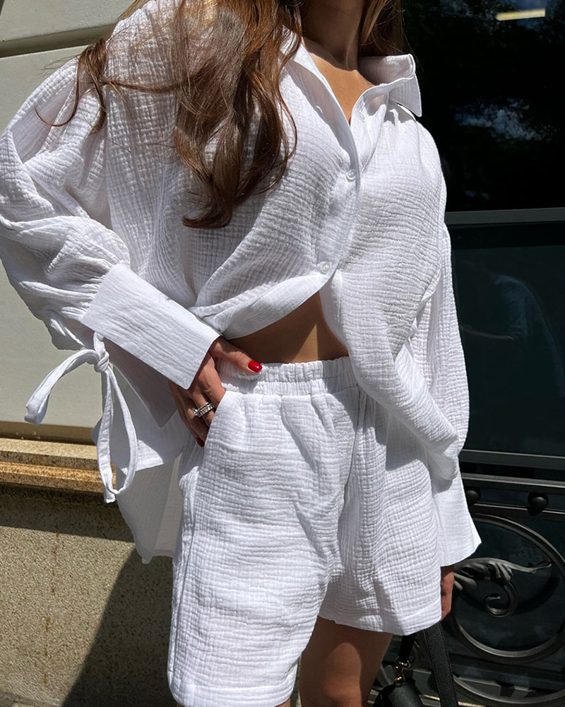 Rotimia Summer comfortable white breathable two-piece set