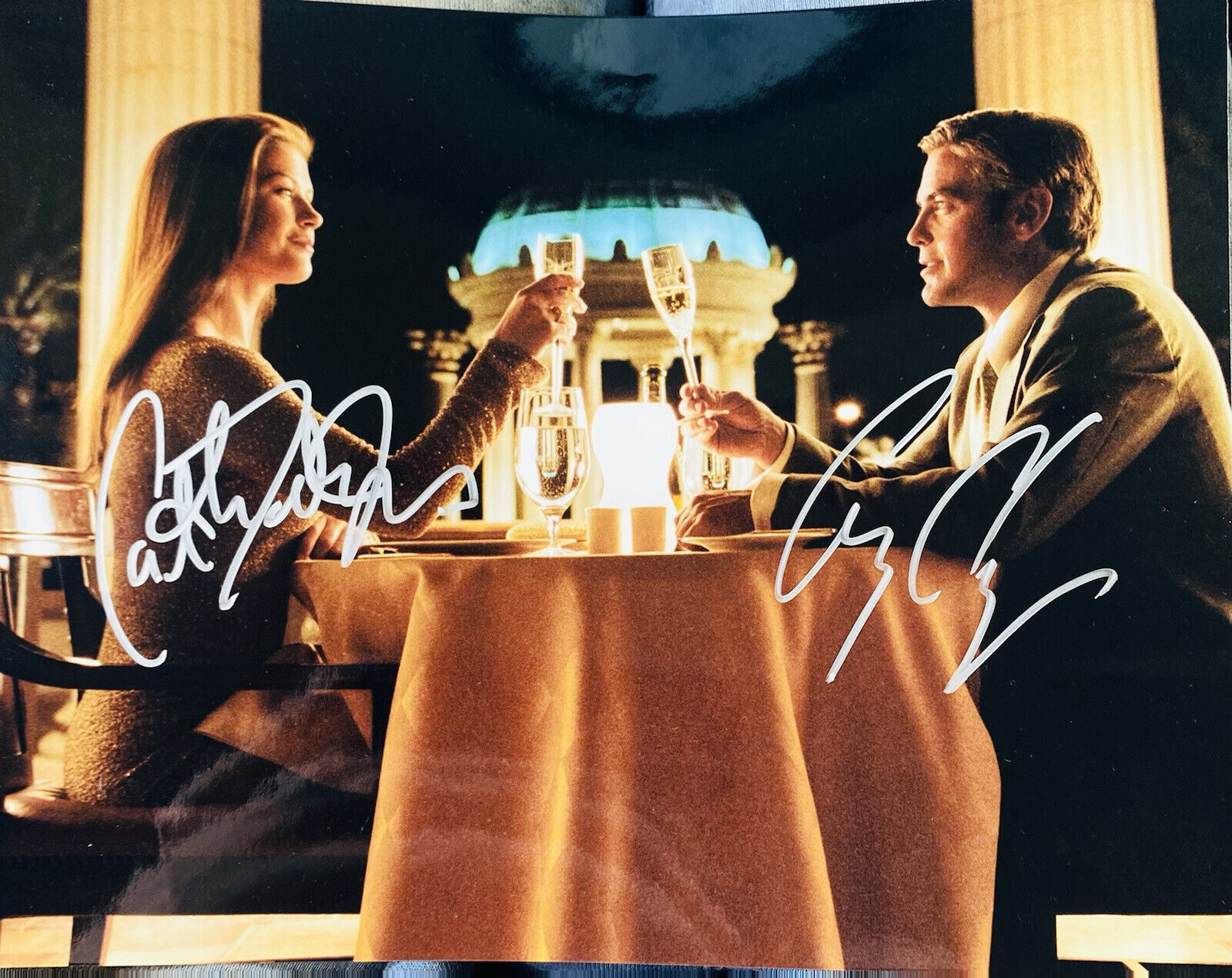 Catherine Zeta Jones George Clooney Signed Intolerable Cruelty 8x10 Photo Poster painting COA