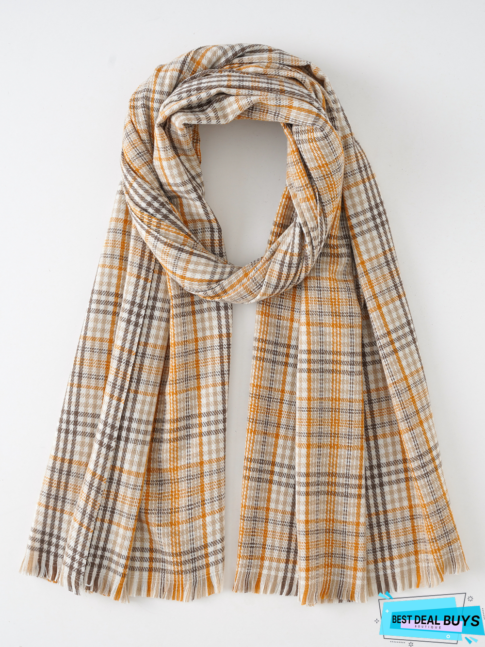 Casual Two-color Striped Plaid Scarf Daily Commuting Coat Sweater Matching Accessories