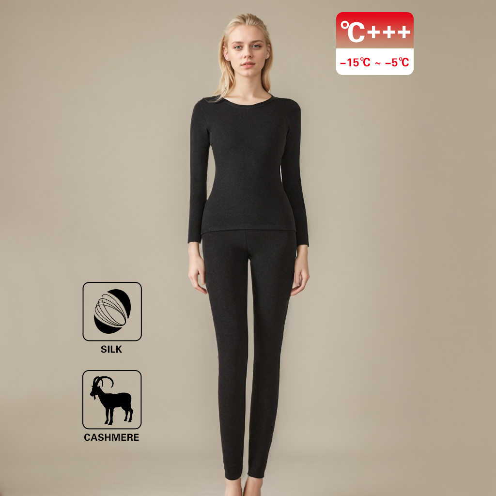 350g Cashmere Silk Thermal Underwear Set For Women Thickened REAL SILK LIFE