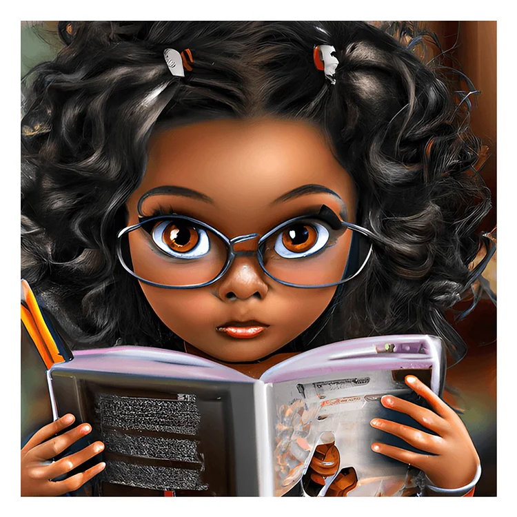Curly Black Girl 30*30CM(Canvas) Full Round Drill Diamond Painting gbfke