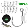 10pcs Luminous Live Shrimp Fixing Hook Metal Barbed Fishhook Live Shrimp Hooks