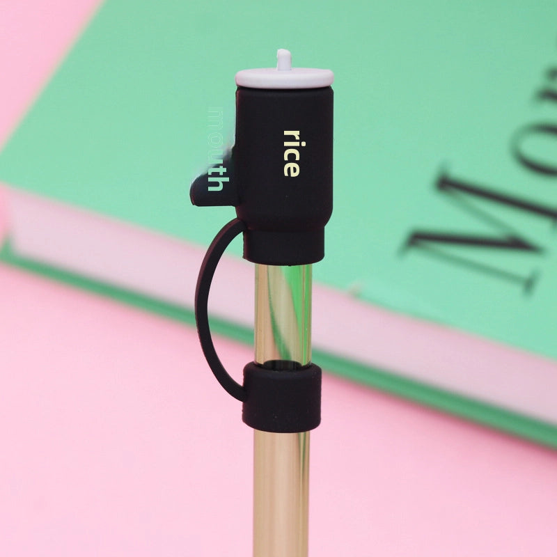 5 Pieces Silicone Straw Cap Flower Cartoon Baiyun Cup Straw Protective Cover Dust Plug 10mm