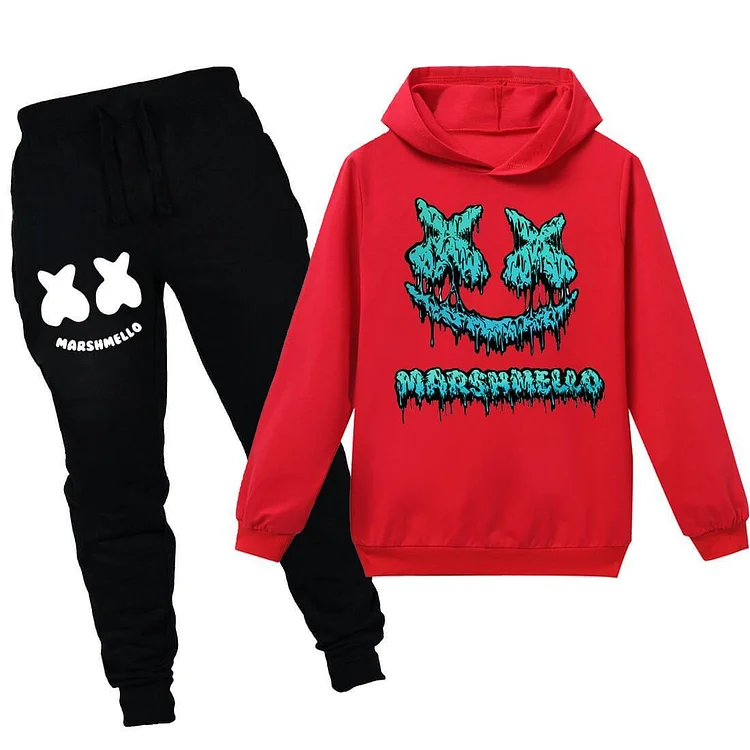Mayoulove Dripping Marshmello Dj Music Print Girls Boys Cotton Hoodie Sweatpants-Mayoulove