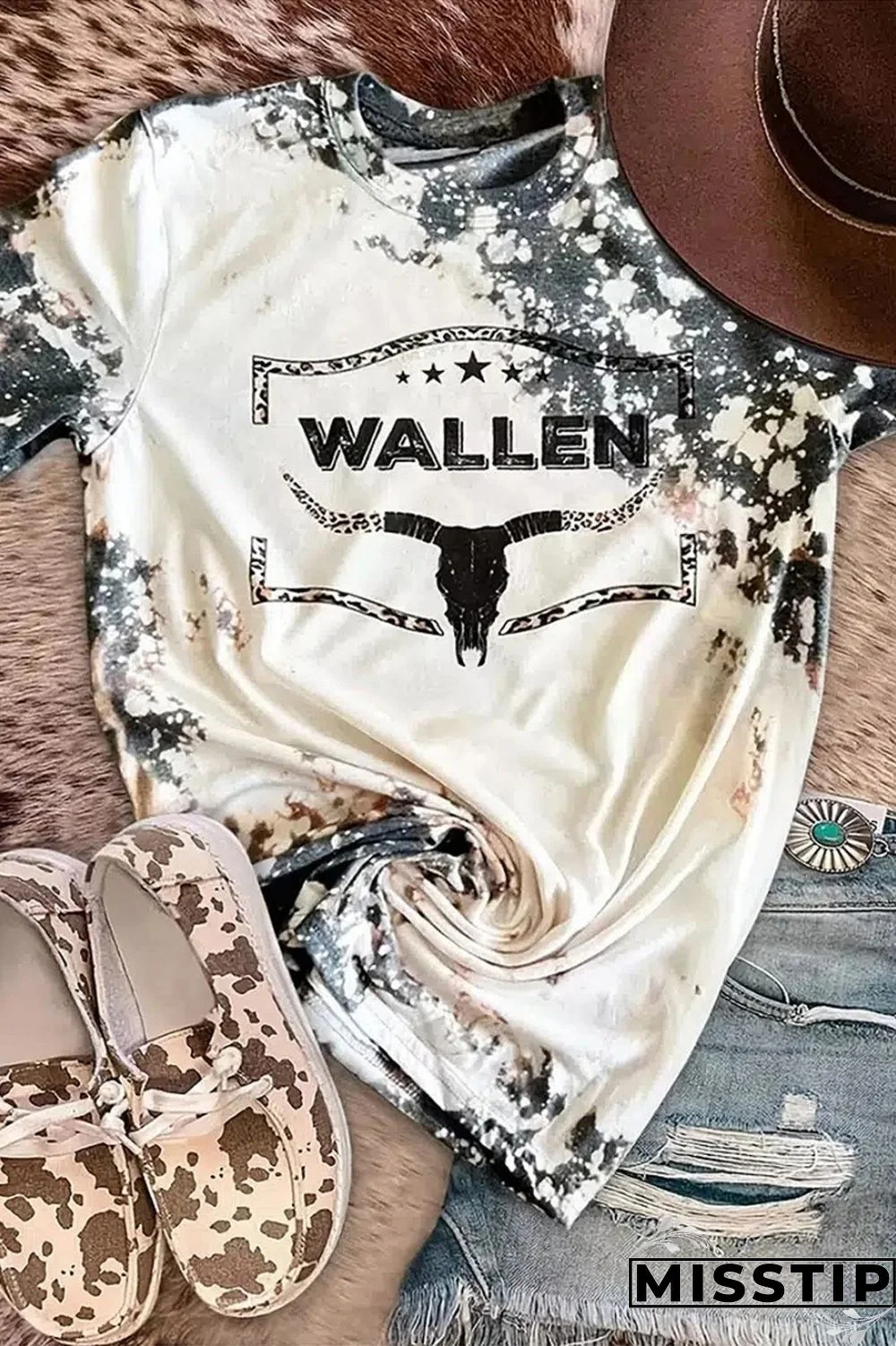 White Casual Print Basic O Neck T-Shirts