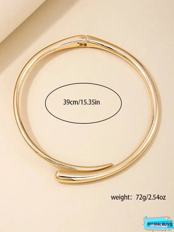 Fashionable Simple Metal Geometric Ring Glossy Collar