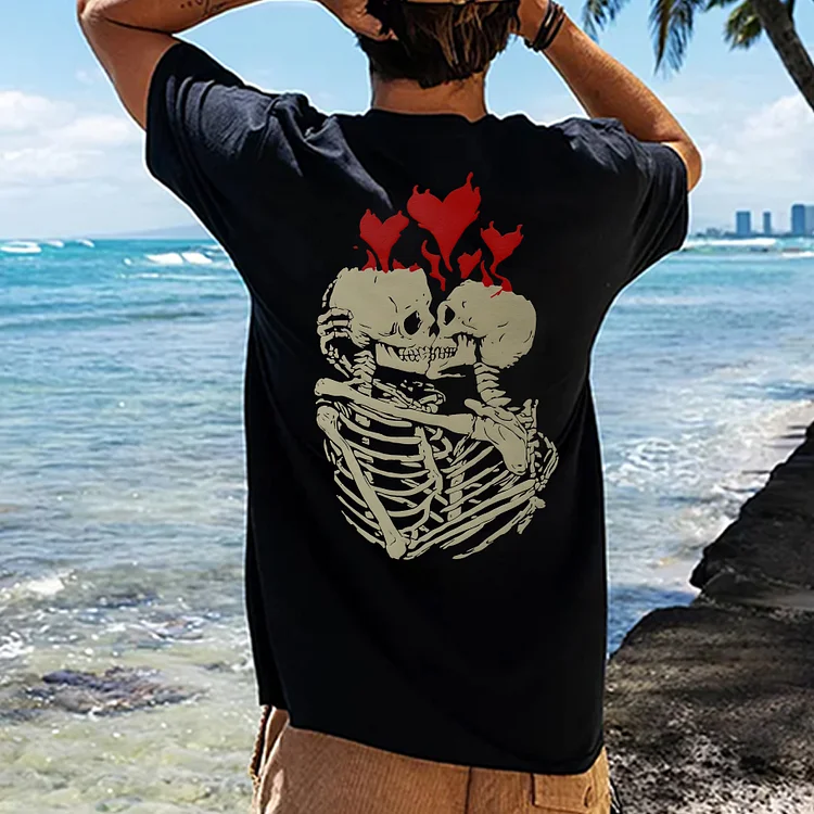 Men'S Puff Print Death Do Us Part Printing T-Shirt