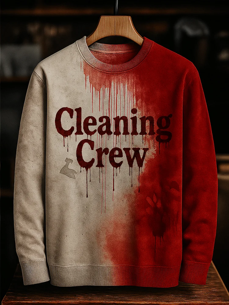 Cleaning Crew Bloody Art Print Crew Neck Sweatshirt