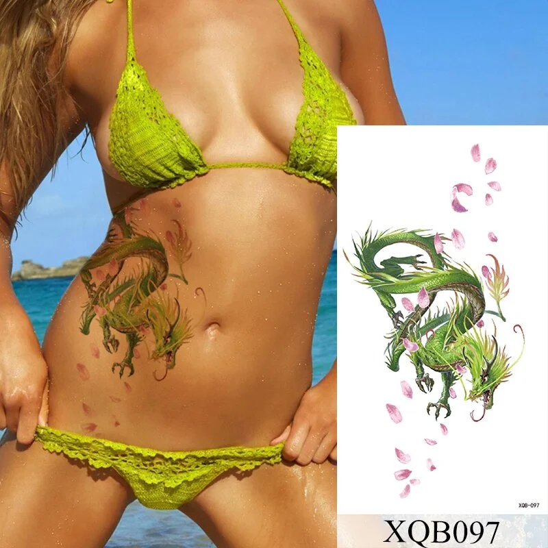Waterproof Temporary Tattoo Sticker Moon Sea Mermaid Flash Tattoos Flowers Skull Dragon Body Art Arm Fake Tatoo Women Men