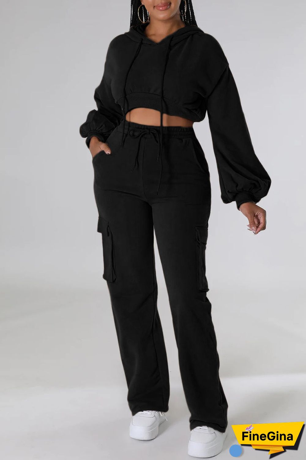 White Casual Solid Patchwork Hooded Collar Long Sleeve Two Pieces