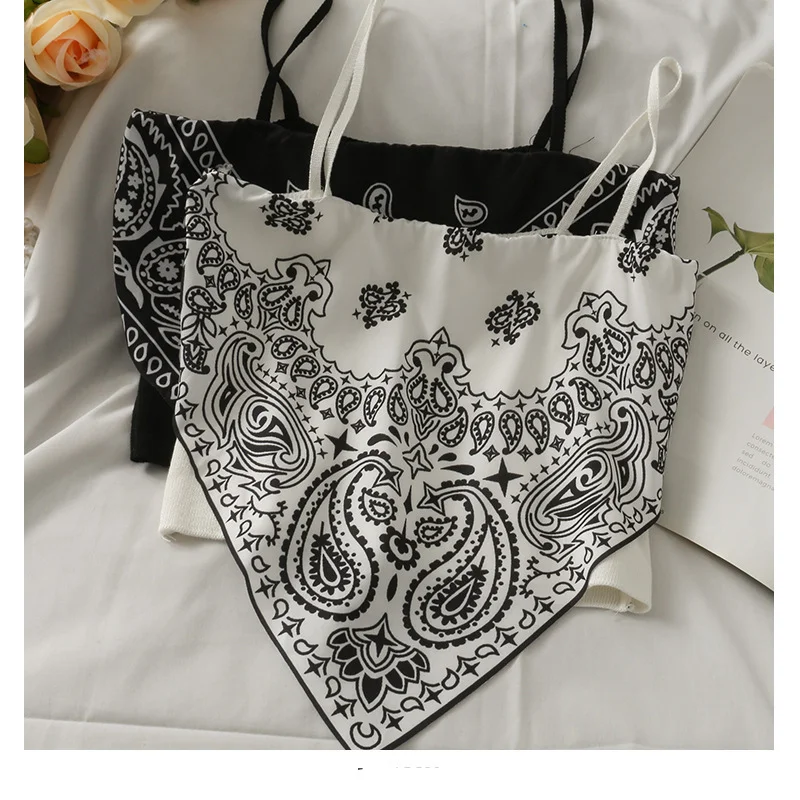 Uveng Uveng Print Splicing Short Belly Pocket Small Vest Woman 2024 New Slim Silk Sling Shirt Ice Refresher Silk Top