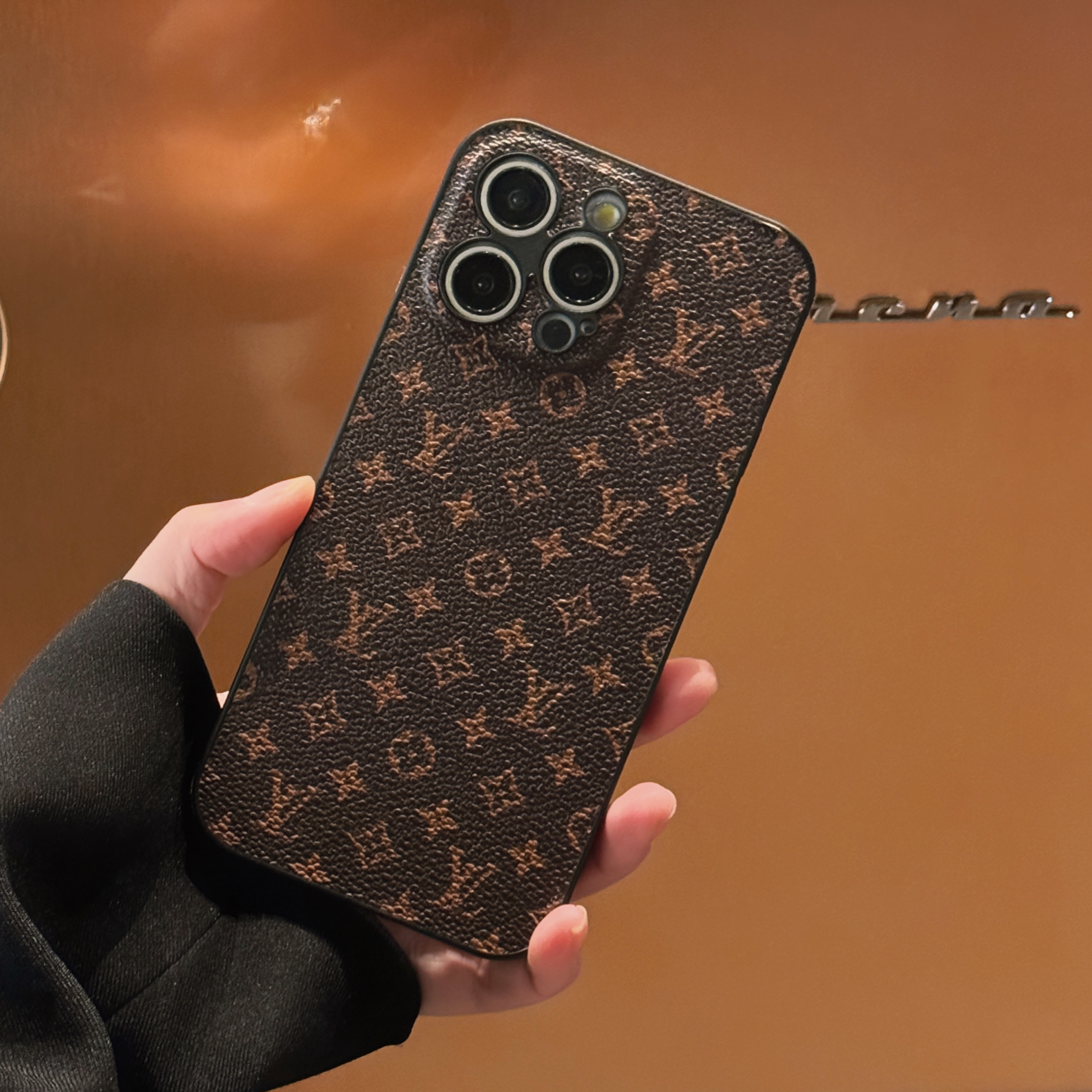 LV Leather Presbyopic Small Monogram Apple iPhone Cover