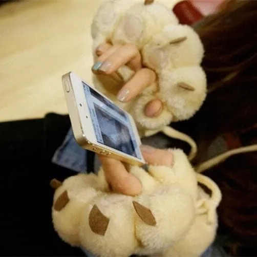 6 Colors Cute Fluffy Fingerless Paws Gloves SP1711062