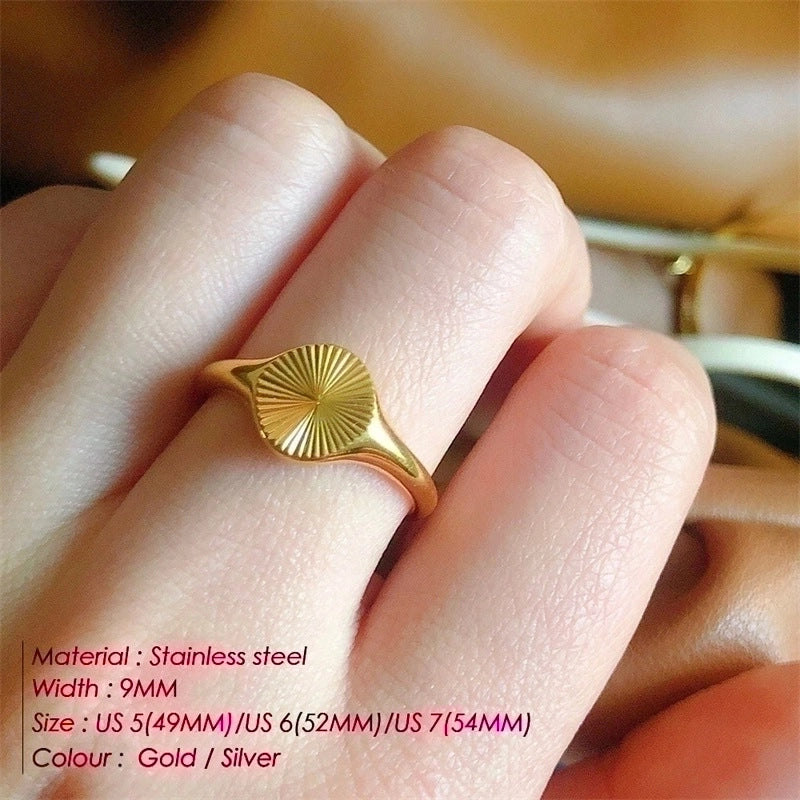 Stainless Steel 14K Gold Plated Fashion Geometric No Inlaid Rings