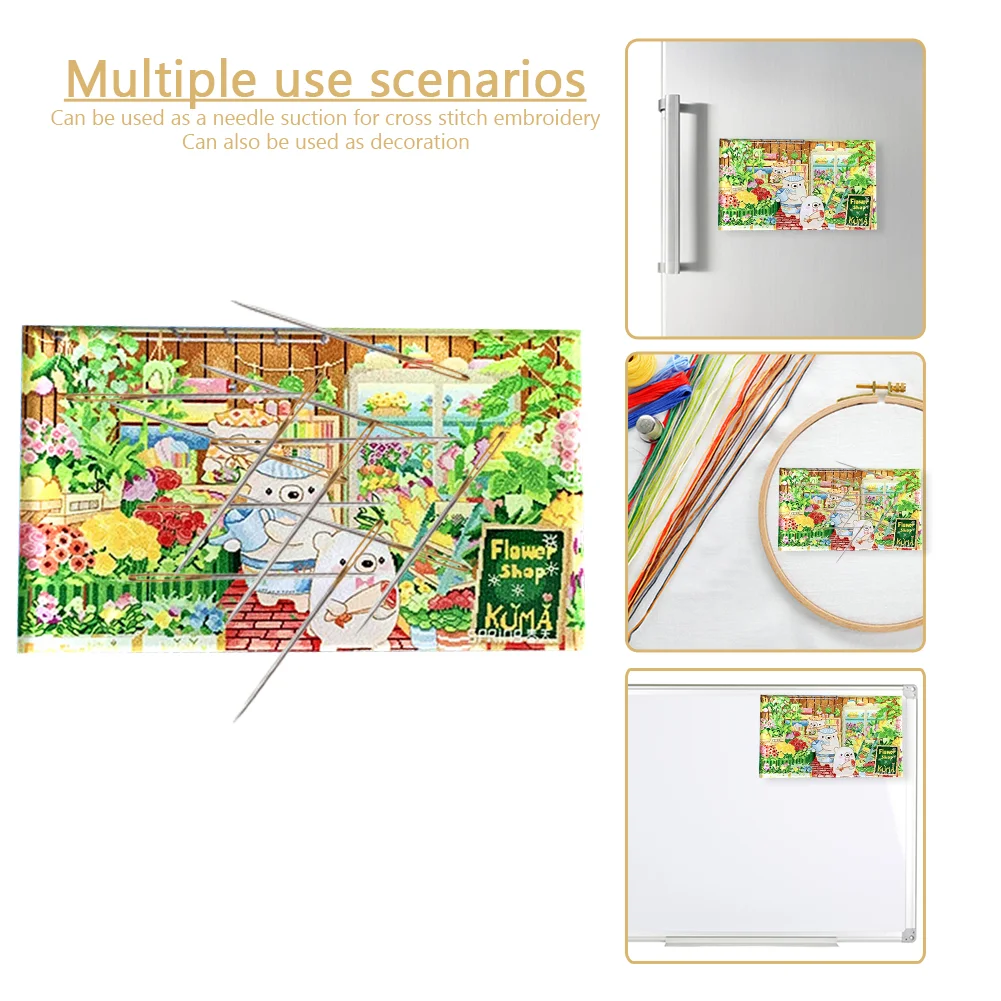 Scenery Refrigerator Magnet Acrylic Magnetic Sticker Sewing Needles Suction(4.5*7.7cm)