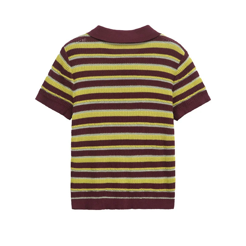 Nigikala Nigikala Euro 2025 New Fashion Women's Striped POLO Collar Short-Sleeved Top 9588032