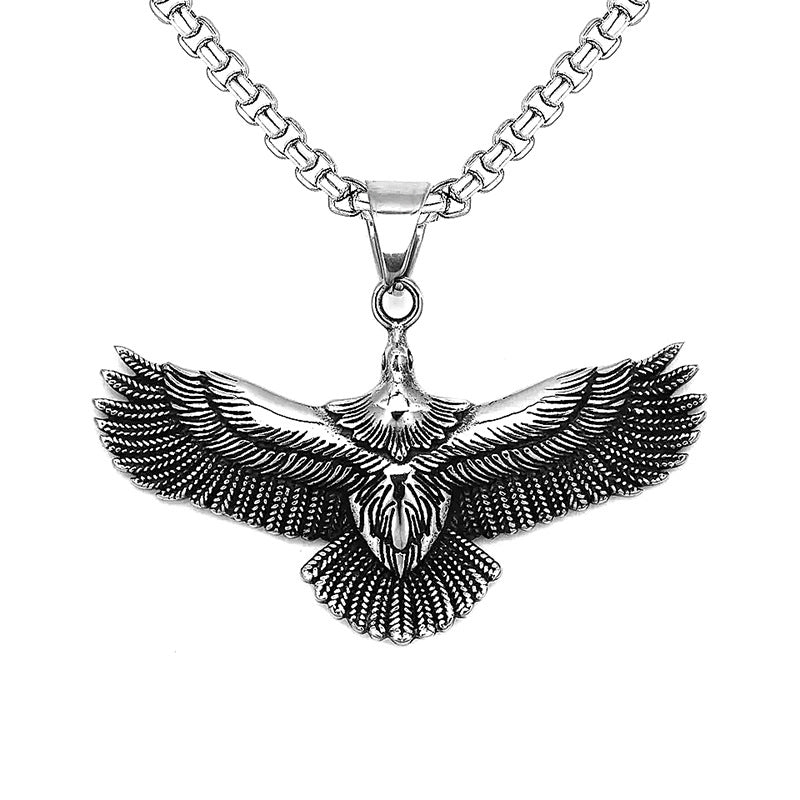 Hip-Hop Retro Eagle 304 Stainless Steel Alloy Stoving Varnish Men’s Pendant Necklace
