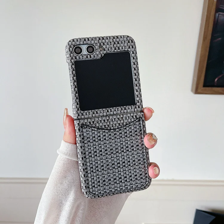 Card Pocket Leather Folding Phone Case For Samsung Galaxy Z Flip 5 4 3 Cover