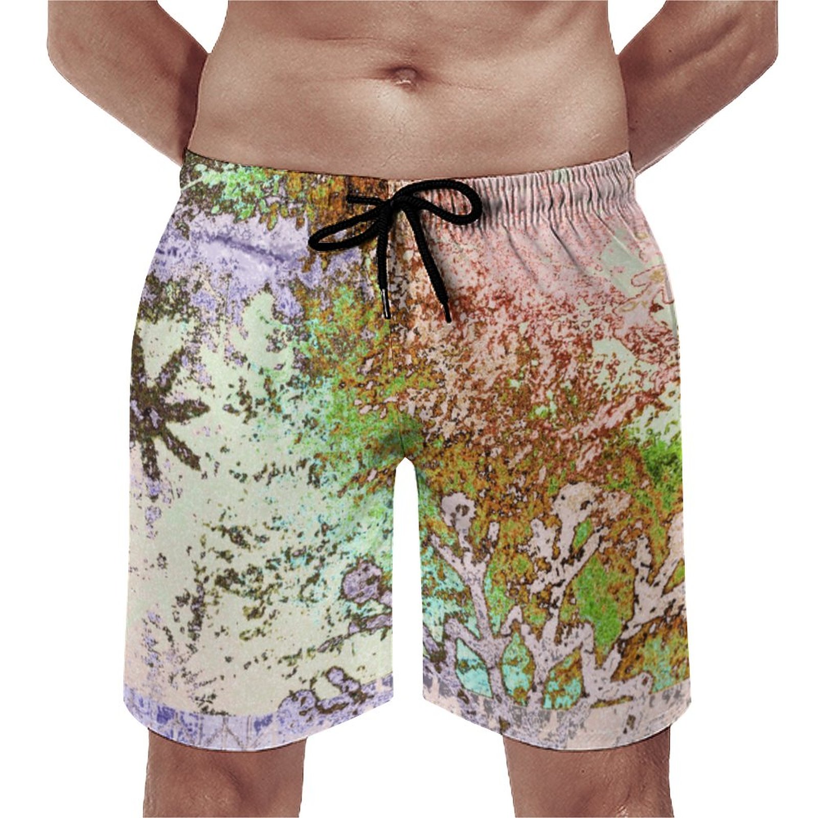 Abstract Pastel Pink Green Snowflake | Mens Swim Trunks Quick Dry Swim Shorts With Mesh Lining | Bikini Bra And Shorts | Best Casual Athletic Shorts | Vacation | Resort
