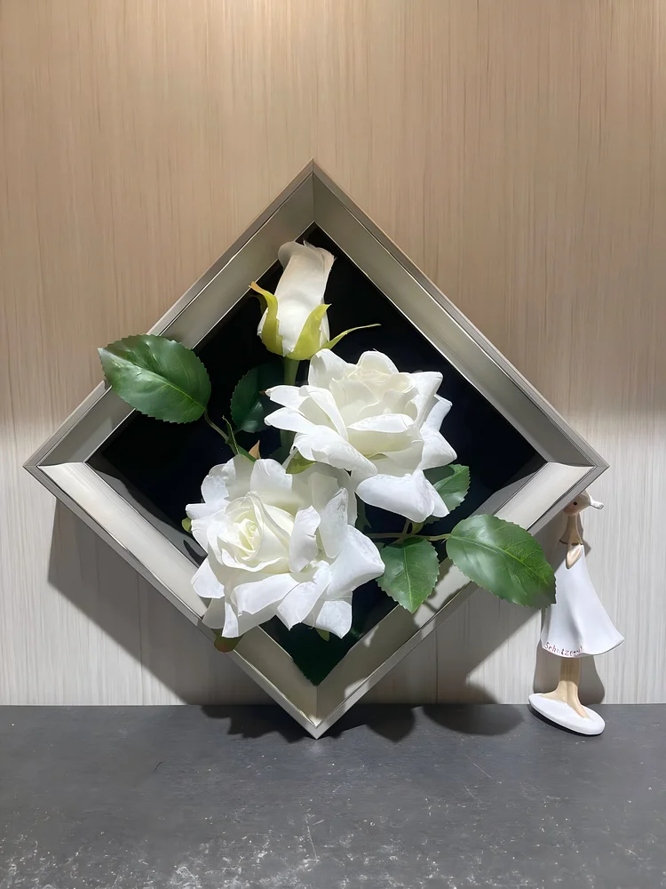  Lifelike & Eco-Friendly Artificial White Rose Framed Botanical Display 🤍(Size7.8*7.8 in)