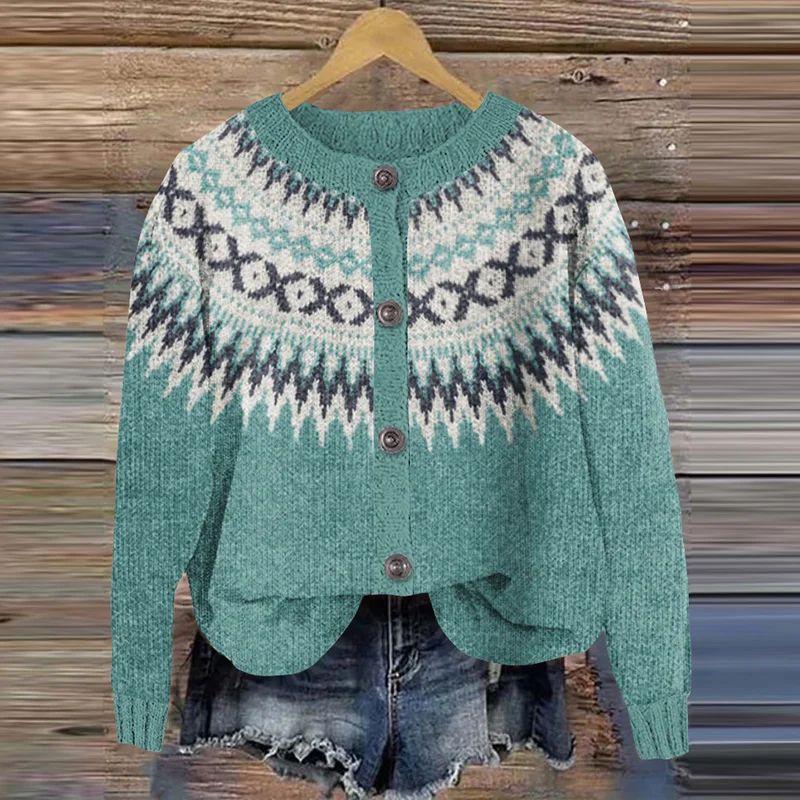 Vintage Fairman Island Knit Jacquard Sweater Cardigan