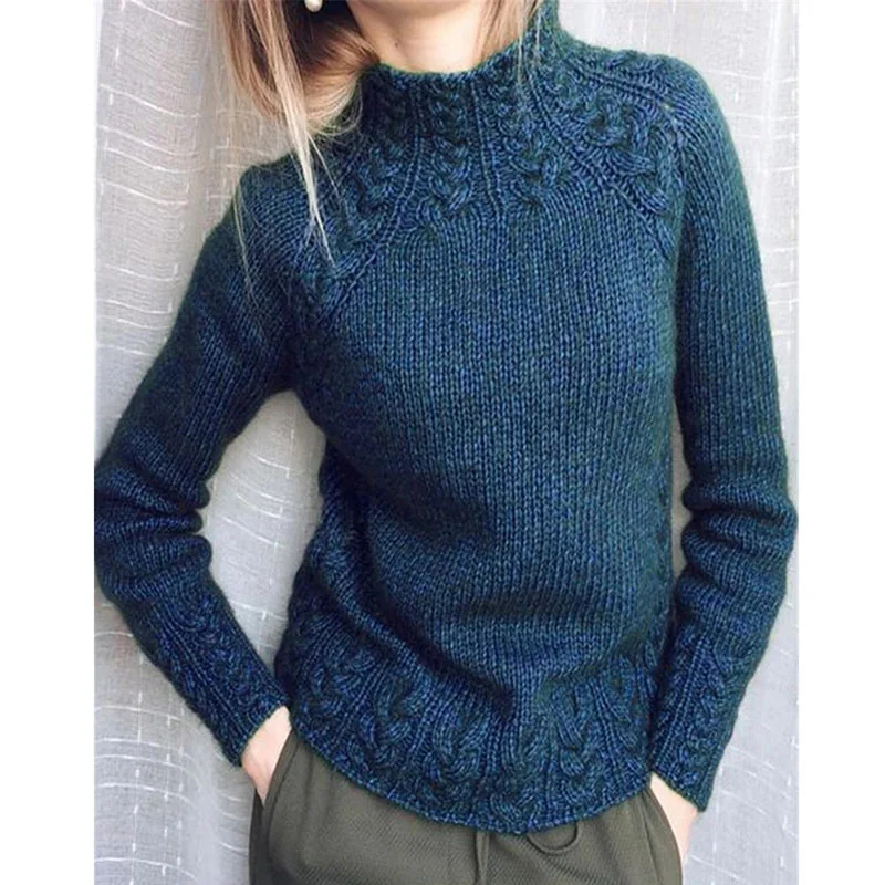 Pure Color Pattern Knitted Sweater