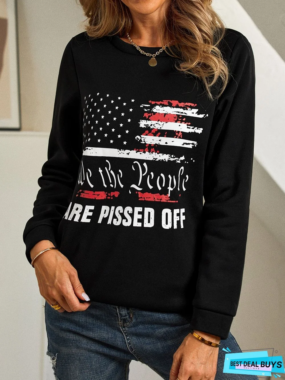 Loosen Letter Casual Sweatshirt