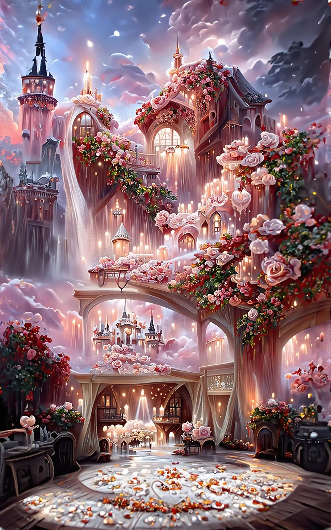 Flower Castle Scenery (canvas) full round or square drill diamond painting