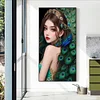 (40*70cm)Peacock Girl - Full Round Drill Diamond Painting