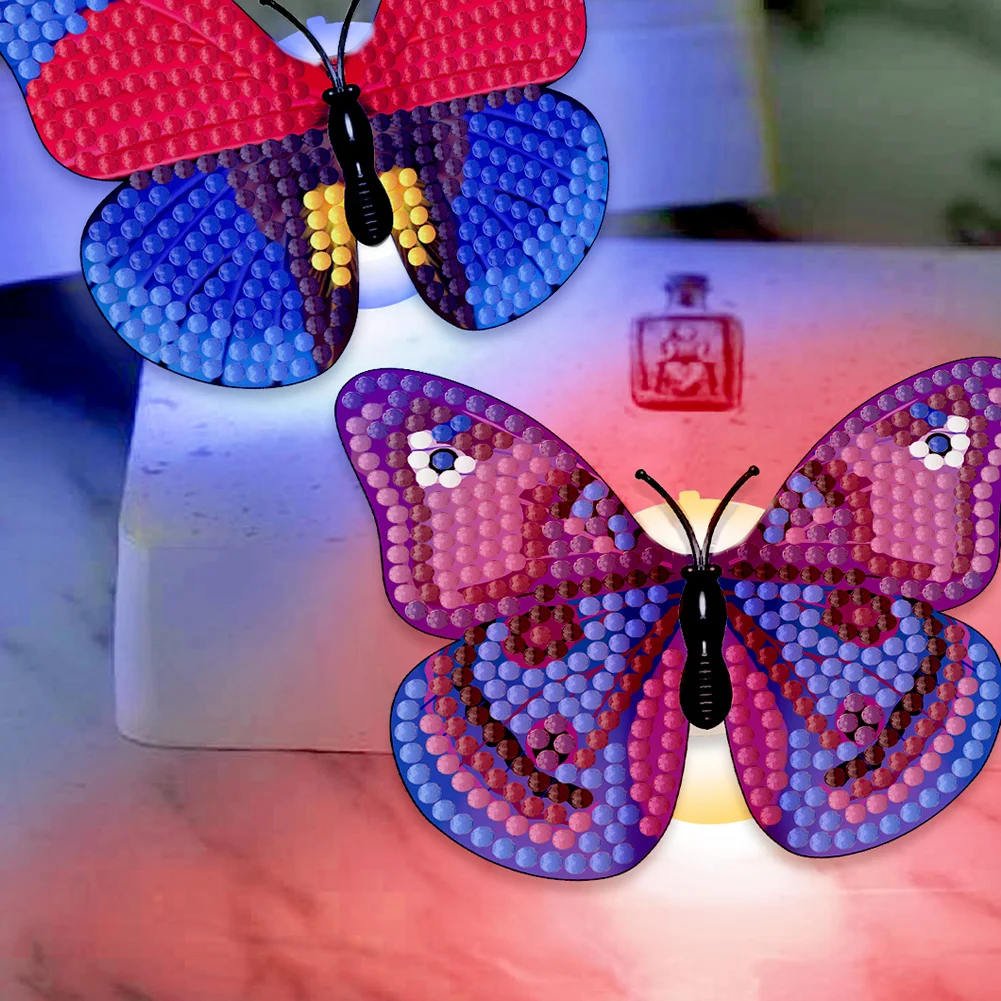 6Pcs Butterfly DIY Diamond Painting Decorative Stickers Set with Light
