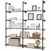 [US Local Warehouse] Industrial Pipe Shelf 5 Tier 72 Inch Industrial Wall Shelves with Solid Wood Plank Pipe Shelving Wall Mounted for Kitchen and Bar Shelving