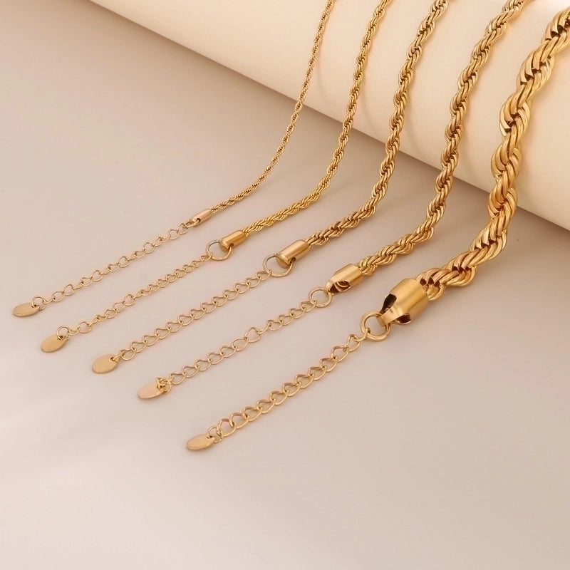 Casual Minimalist Solid Color 304 Stainless Steel 18K Gold Plated Plating Stainless Steel Necklaces