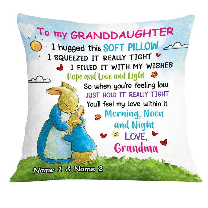 I Filled It With My Wishes, Rabbit Short Plush Pillow Case Easter Gifts For Granddaughter