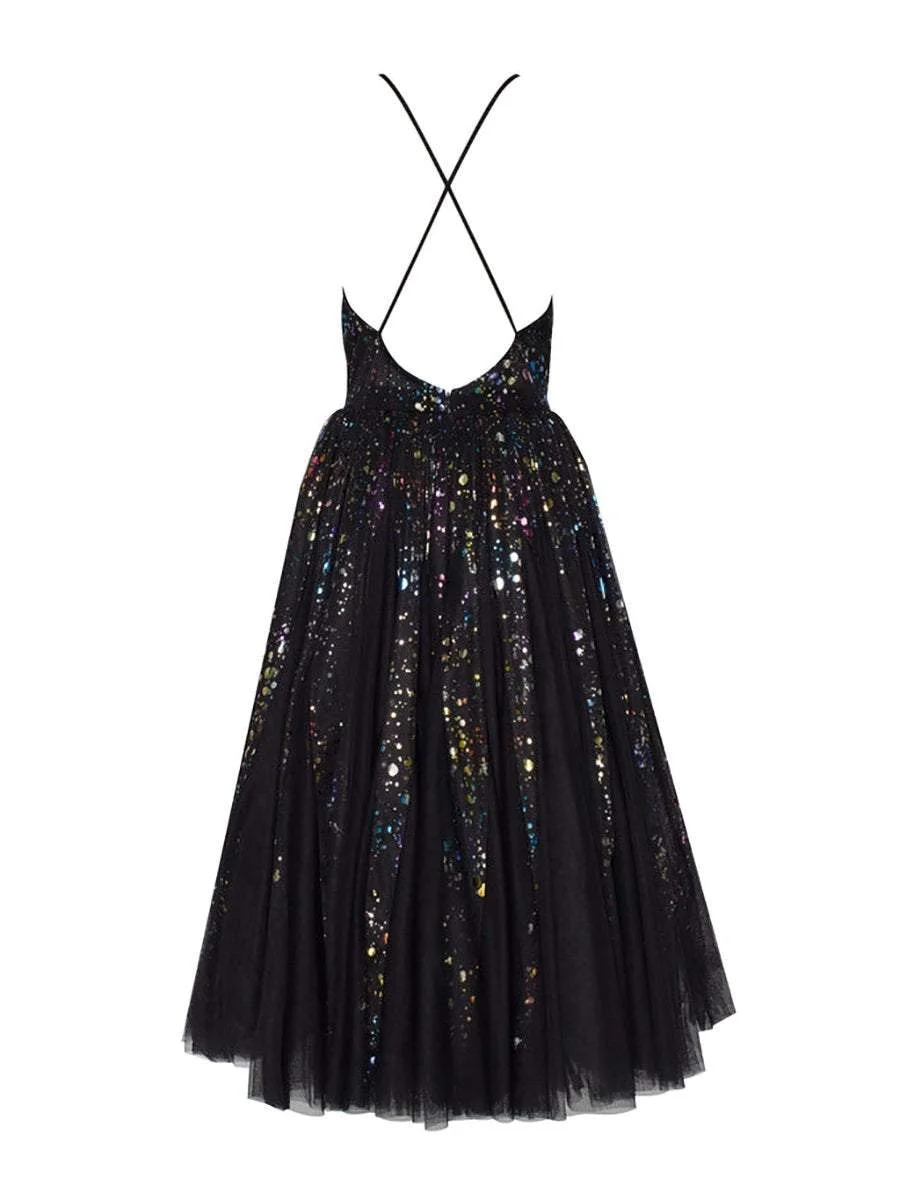 Exotic midi dress with the criss-cross back