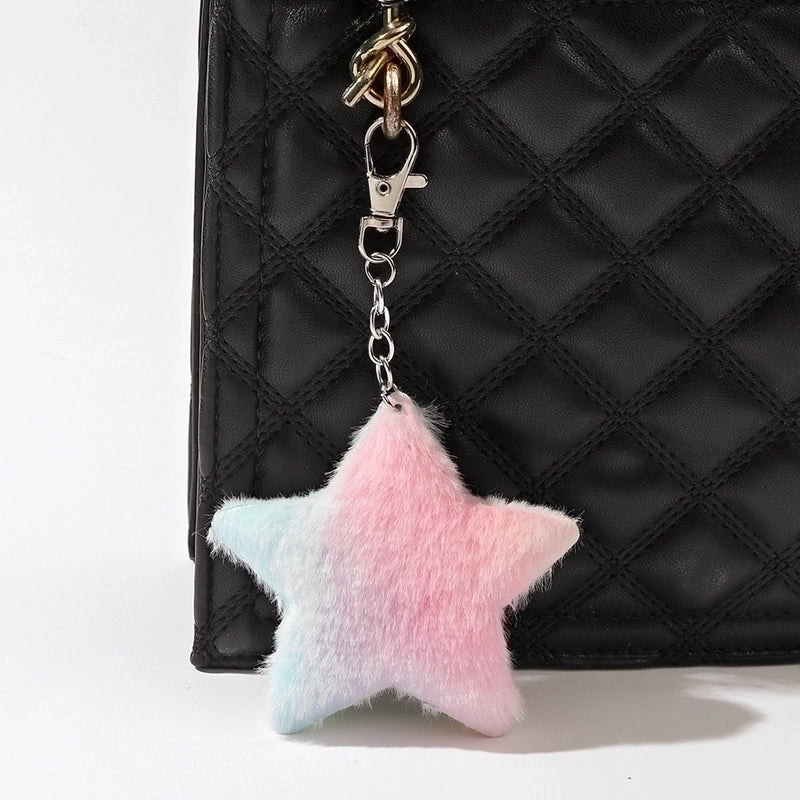 Korean Style Gradient Color Heart Shape Imitation Fur Unisex Bag Pendant Keychain