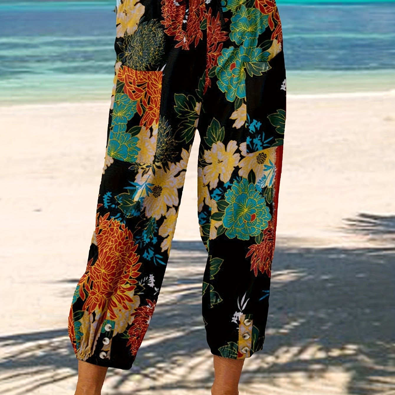Women's Cotton-Linen High Waist Pants