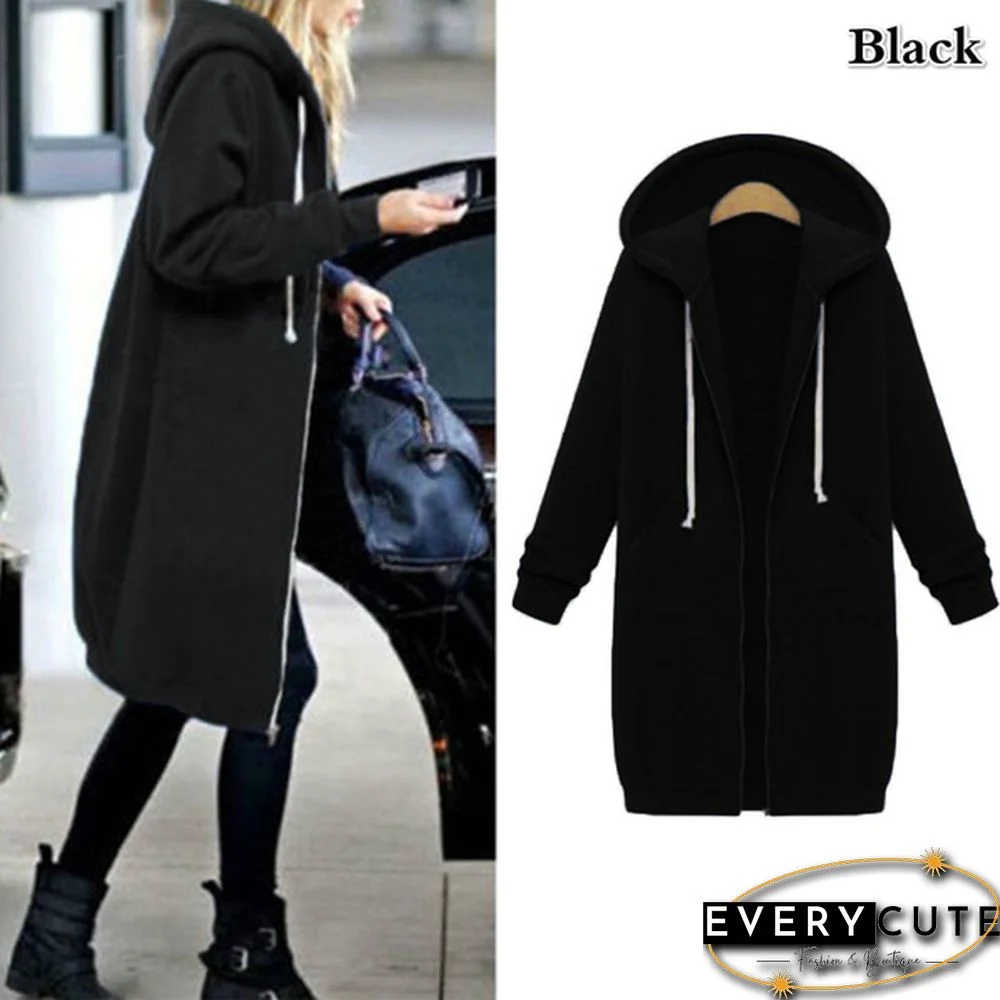 12 Colors Autumn Winter Women Coats Sweatshirts Outerwear Long Hooded Hoodies Jacket Plus Size S-5XL