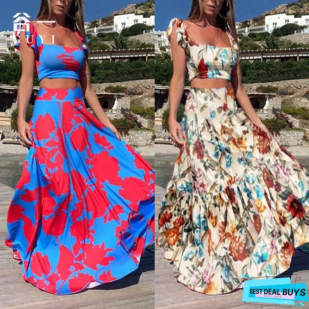 Pop Skirt Fashion Sexy Dress Long Skirt Two Piece Set