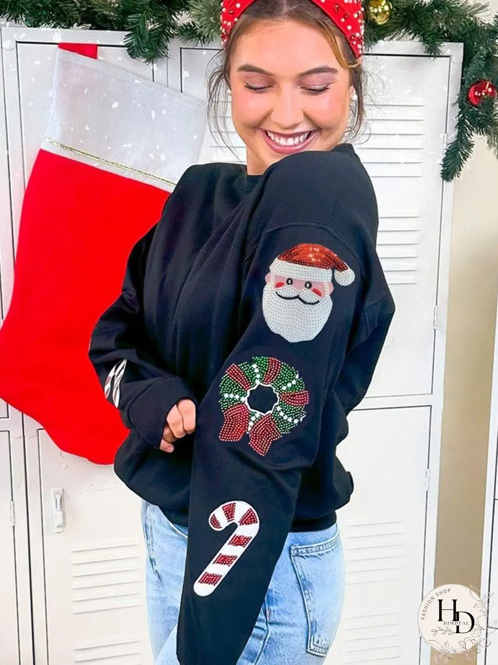 Shimmering Holiday Cheer Black Sweatshirt