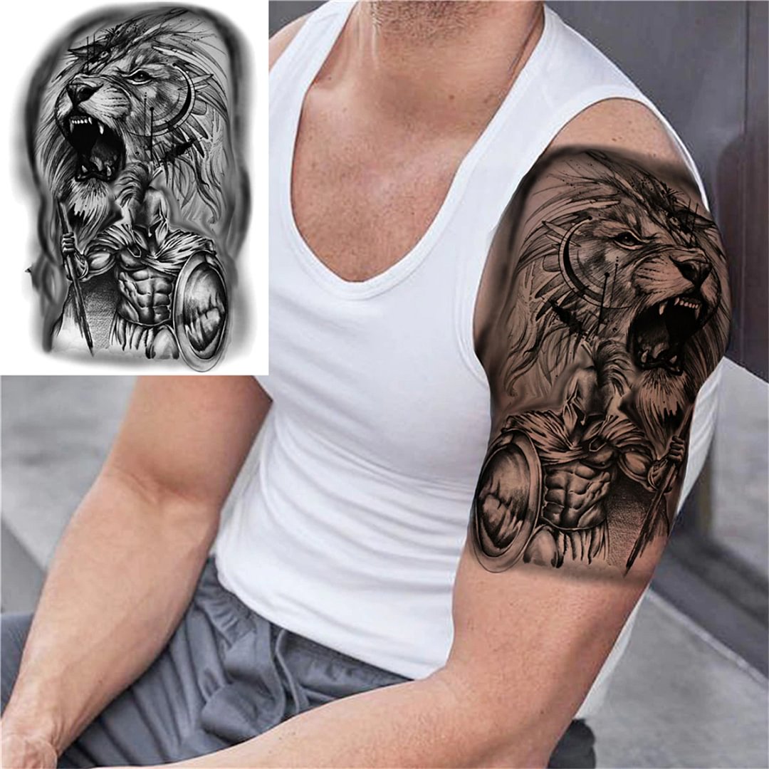 Sdrawing Anchor Skull Temporary Tattoos For Women Men Adult Pirate Black Skeleton Tattoo Sticker Fake Wolf Lion Tiger Tatoos Back