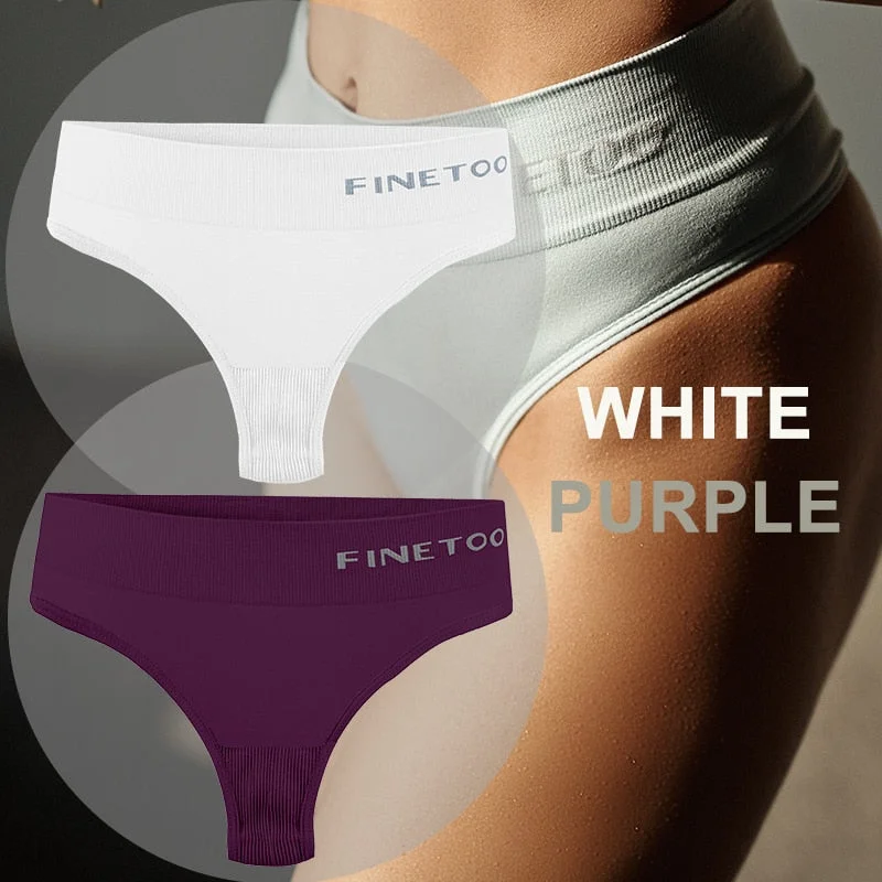 FINETOO 2PCS/Set Women Lingerie M-2XL Bodyshaper Gstring Panties High Waist Seamless Tummy Control Panty Underwear Female Thong