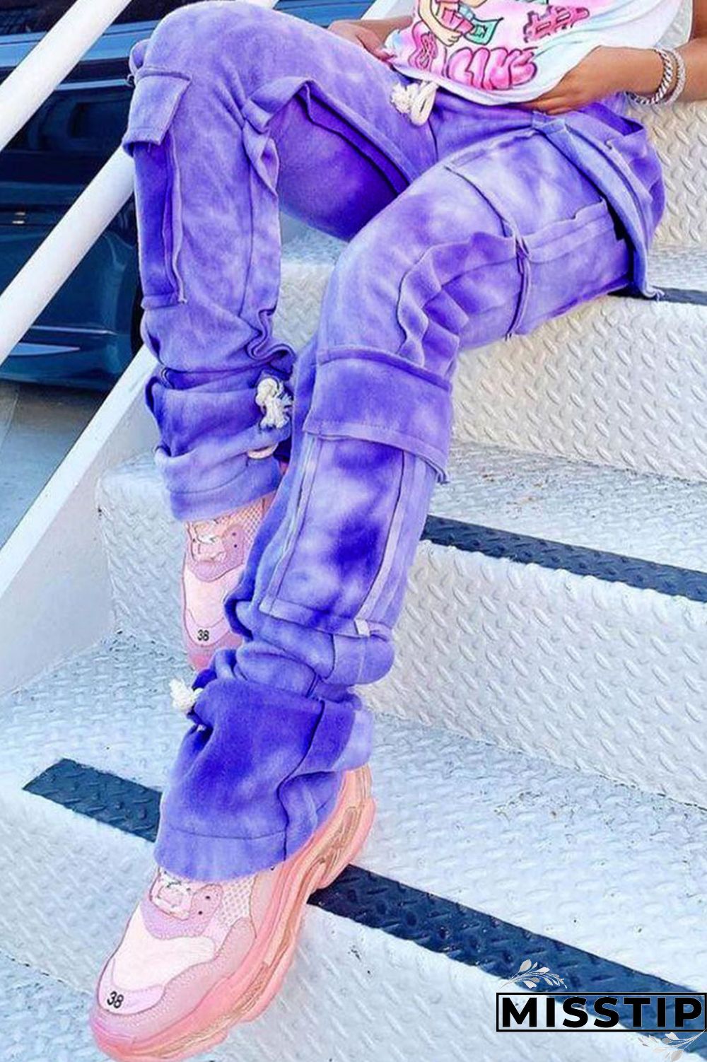 Colour Street Print Pocket Straight Mid Waist Bottoms