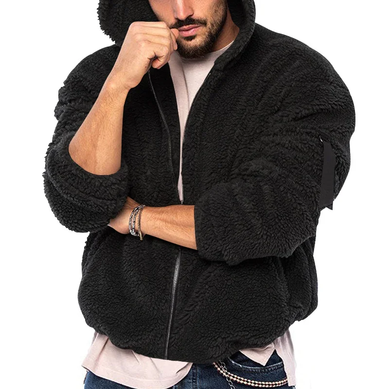 Smiledeer Autumn and winter new men's plush hooded warm jacket